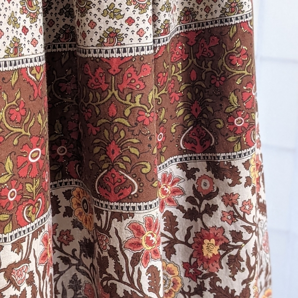 VINTAGE 70’s PAISLEY FLORAL GYPSY PEASANT BOHO SKIRT Size M - Picture 3 of 5